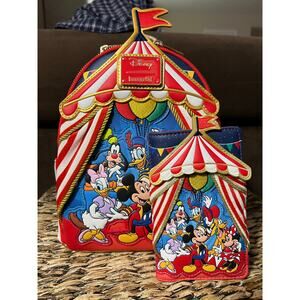 Loungefly Disney Mickey Mouse & Friends Circus Mini Backpack and matching Wallet